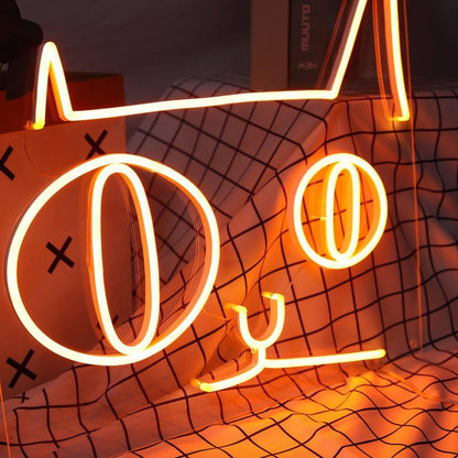 Custom Cartoon Cat Face Warm Yellow Led Neon Sign For Home Decor | Shineneon