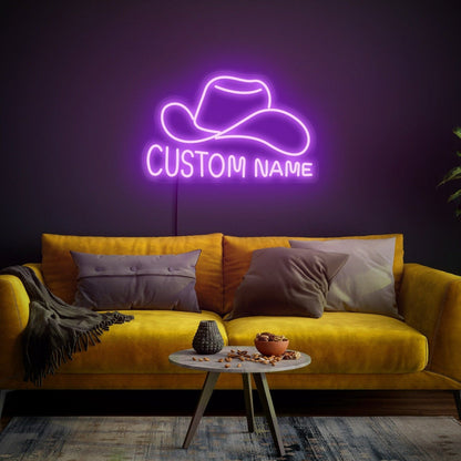 Custom Charm Cowboy Hat Name Sign Fevent Decorations - Shineneon