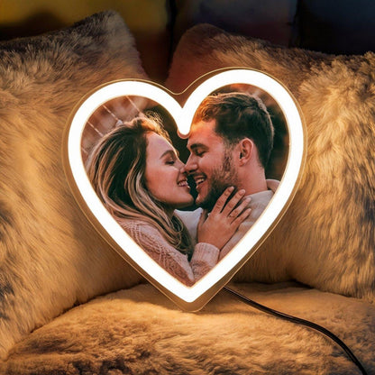 Custom Couple Photo Warm White Heart Led Neon Sign For Bedroom Decor | Shineneon