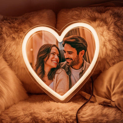 Custom Couple Photo Warm White Heart Led Neon Sign For Bedroom Decor | Shineneon
