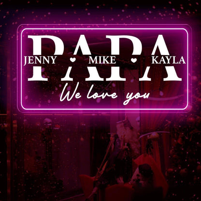 Custom Dad With Kids Names Blue White Led Neon Sign For Fathers Day Gift Home Decor | Shineneon