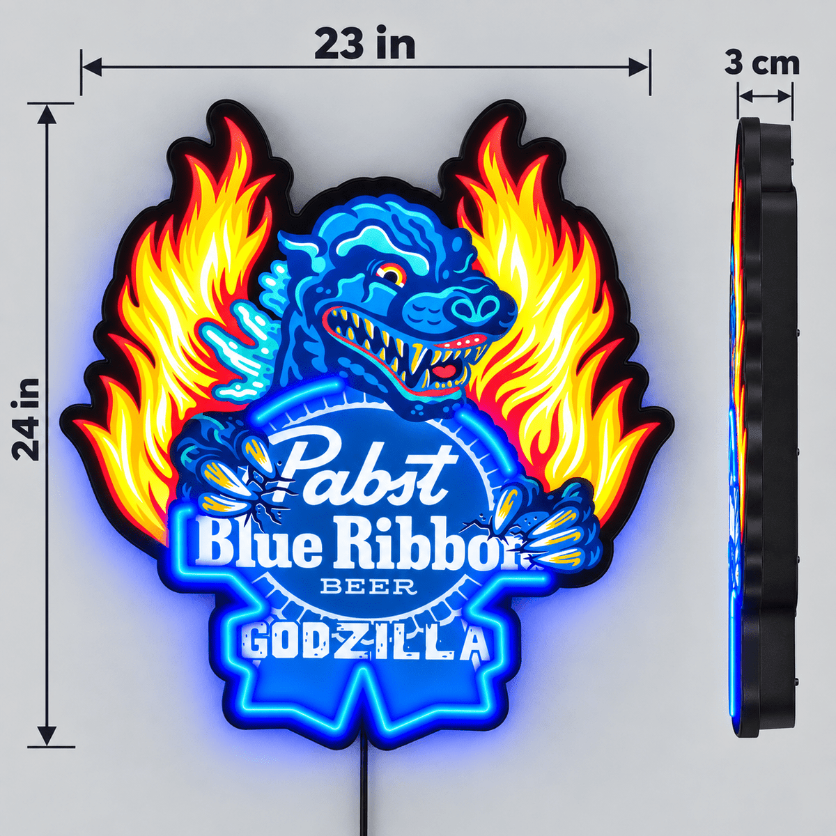 Custom Monster Beer & Flame LED Lightbox – 24 Inch - Shineneon