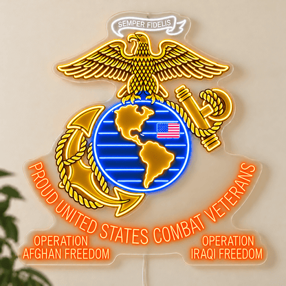 Custom U.S. Marine Corps Combat Veteran LED Neon Sign - Shineneon