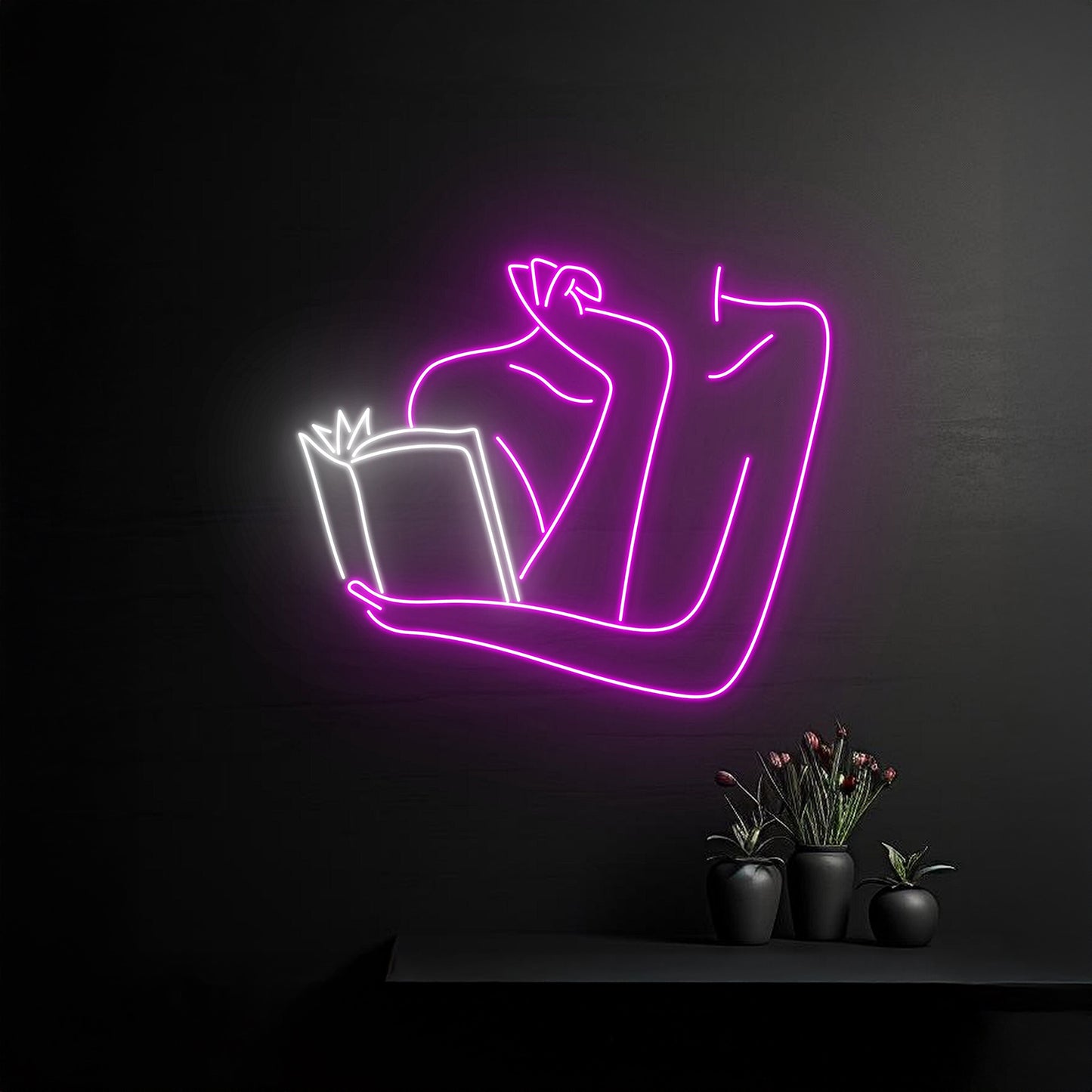 Custom Woman Reads Book Led Neon Sign