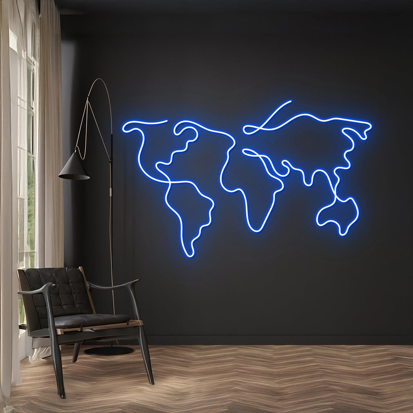 Custom World Map Neon Sign