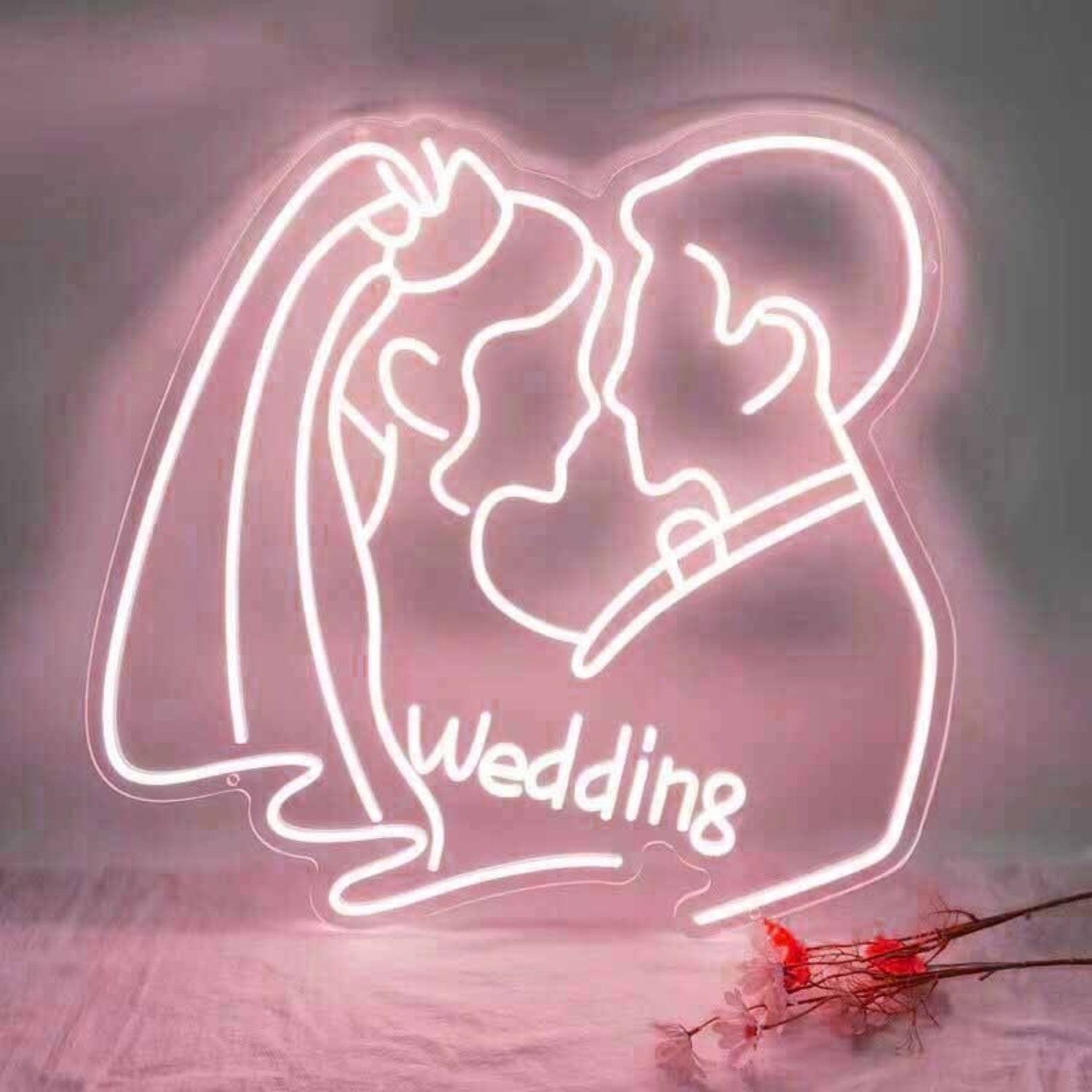 Customize Abstract Kissing Couple Wedding Neon Sign | Shineneon