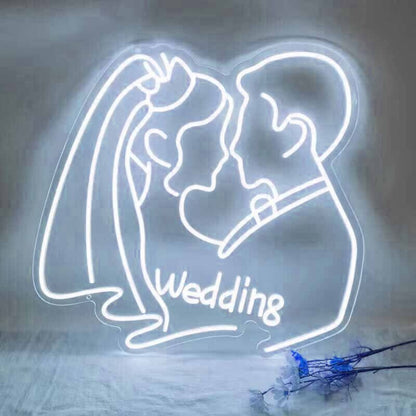 Customize Abstract Kissing Couple Wedding Neon Sign | Shineneon