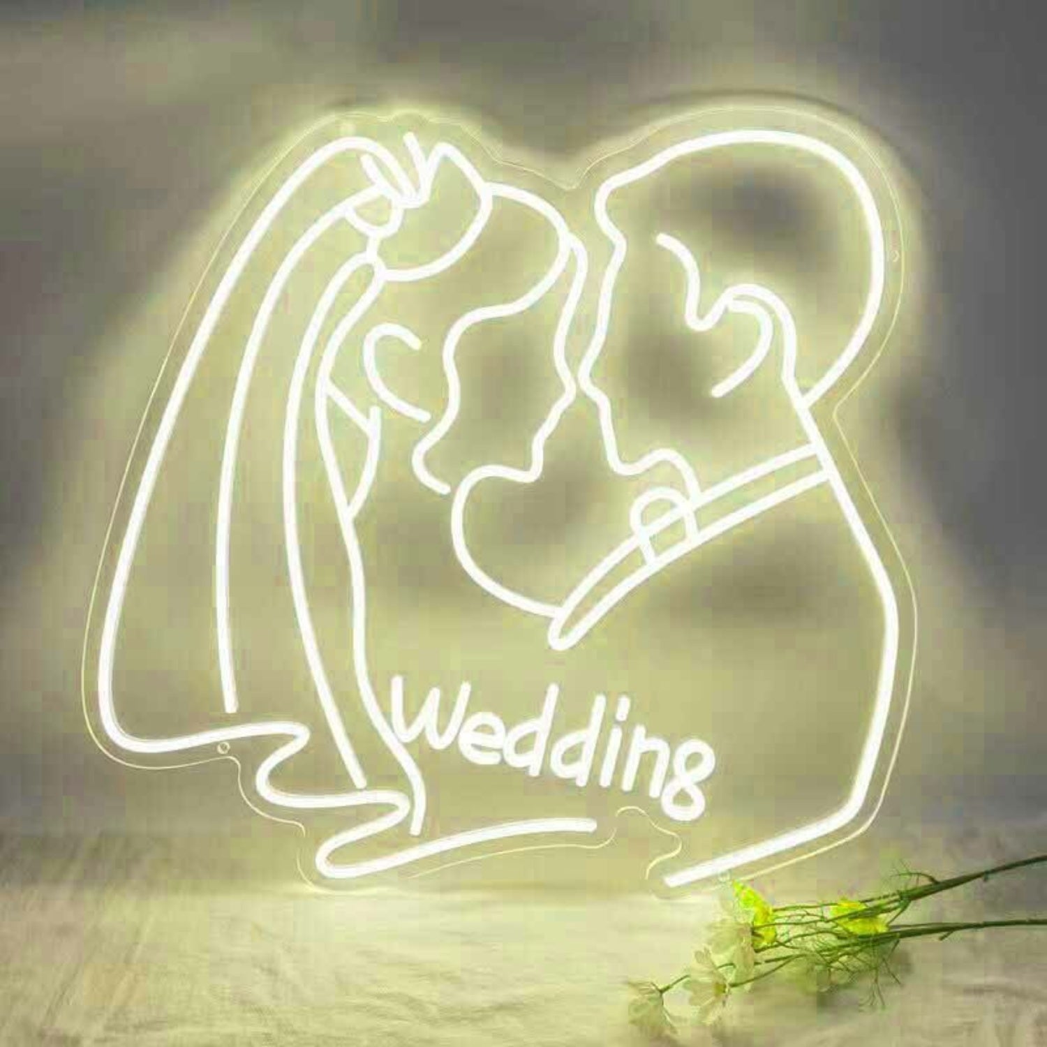 Customize Abstract Kissing Couple Wedding Neon Sign | Shineneon