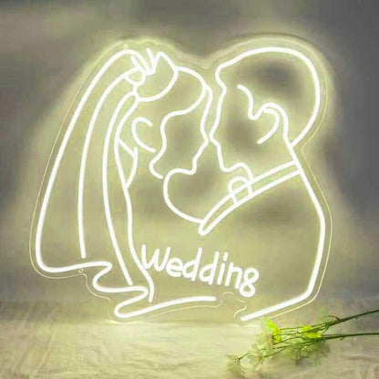 Customize Abstract Kissing Couple Wedding Neon Sign | Shineneon