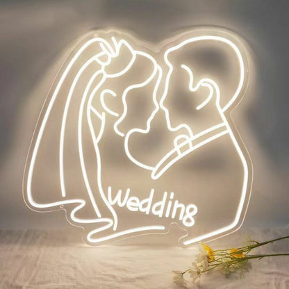 Customize Abstract Kissing Couple Wedding Neon Sign | Shineneon