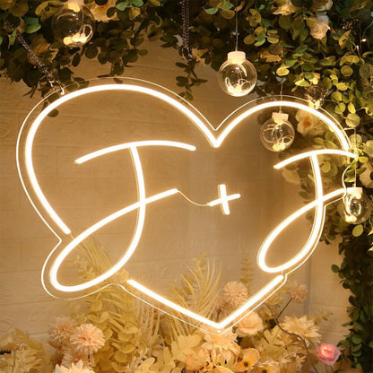 Customize Initials In The Heart Led Neon Sign | Shineneon