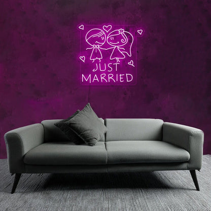 Customize Just Married Cartoon Bride Decor Neon | Shineneon