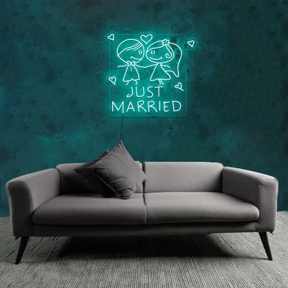 Customize Just Married Cartoon Bride Decor Neon | Shineneon
