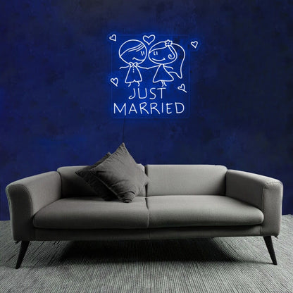 Customize Just Married Cartoon Bride Decor Neon | Shineneon