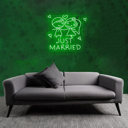 Customize Just Married Cartoon Bride Decor Neon | Shineneon