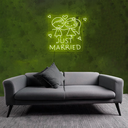 Customize Just Married Cartoon Bride Decor Neon | Shineneon