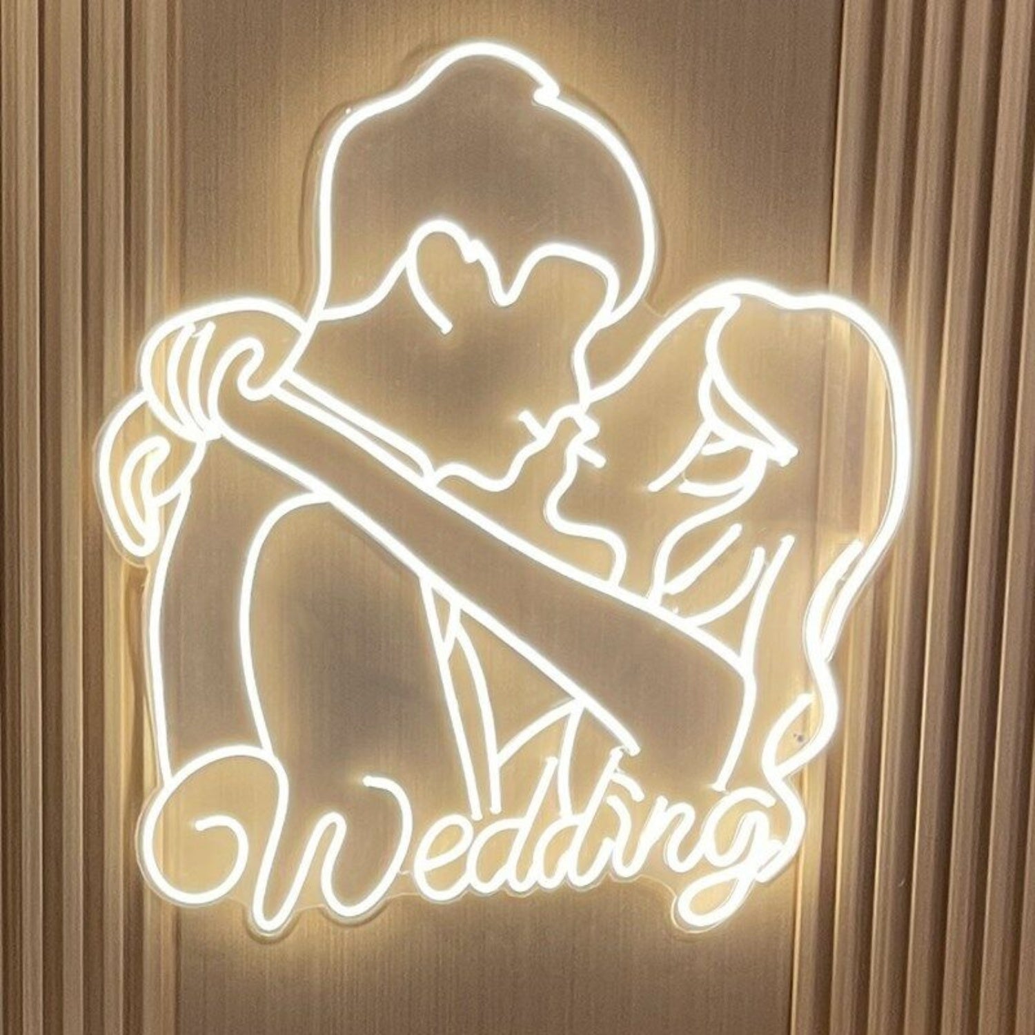 Customize Romantic Bride And Groom Embrace Kiss Neon Light | Shineneon