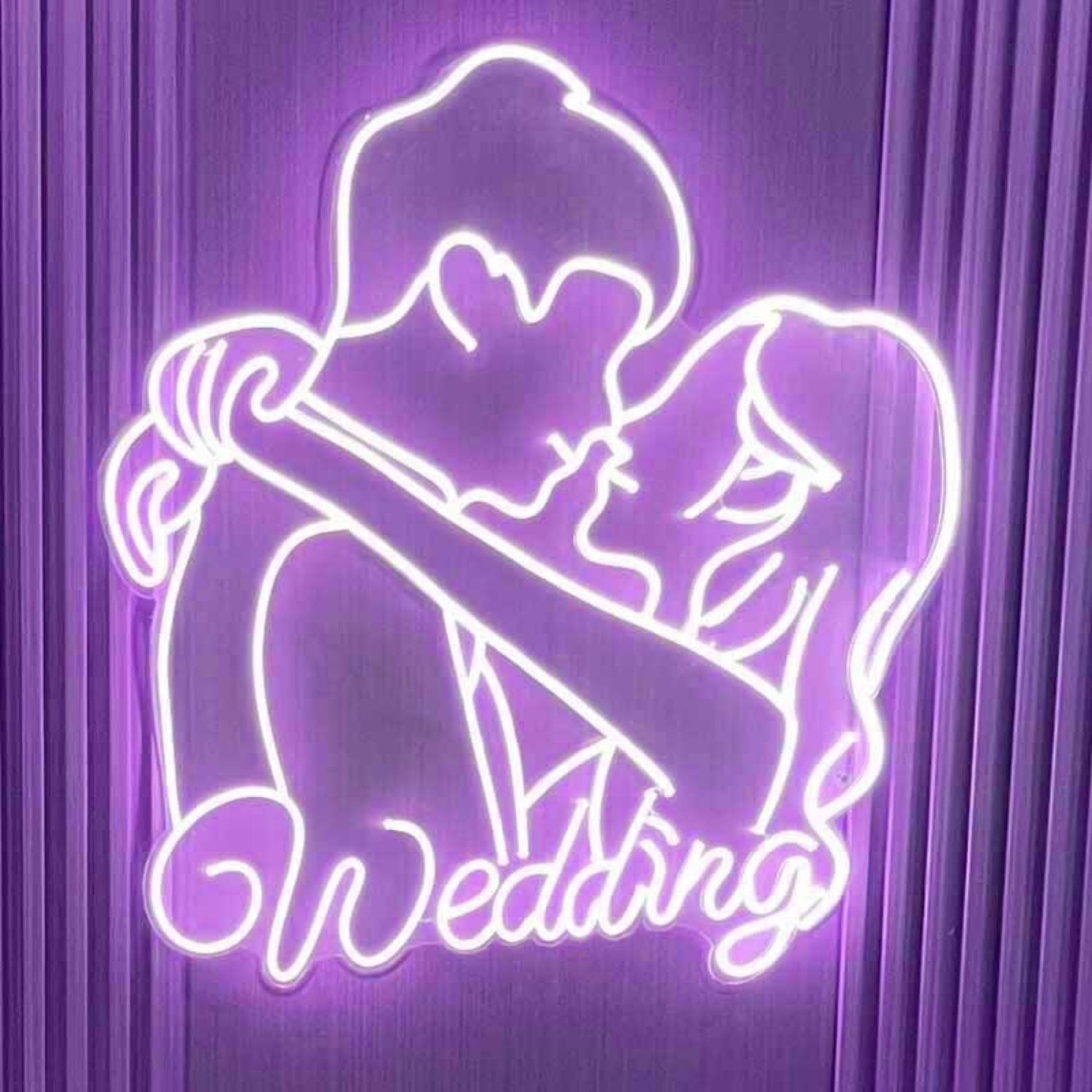 Customize Romantic Bride And Groom Embrace Kiss Neon Light | Shineneon