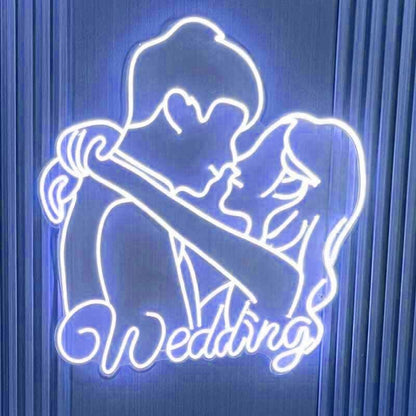 Customize Romantic Bride And Groom Embrace Kiss Neon Light | Shineneon