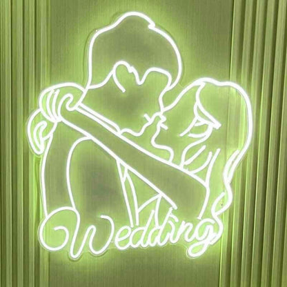 Customize Romantic Bride And Groom Embrace Kiss Neon Light | Shineneon
