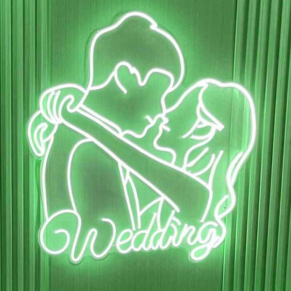 Customize Romantic Bride And Groom Embrace Kiss Neon Light | Shineneon