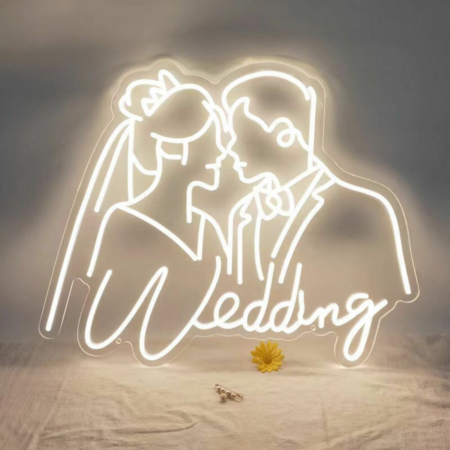 Customize Romantic Wedding Couple Kissing Portrait Neon Sign | Shineneon