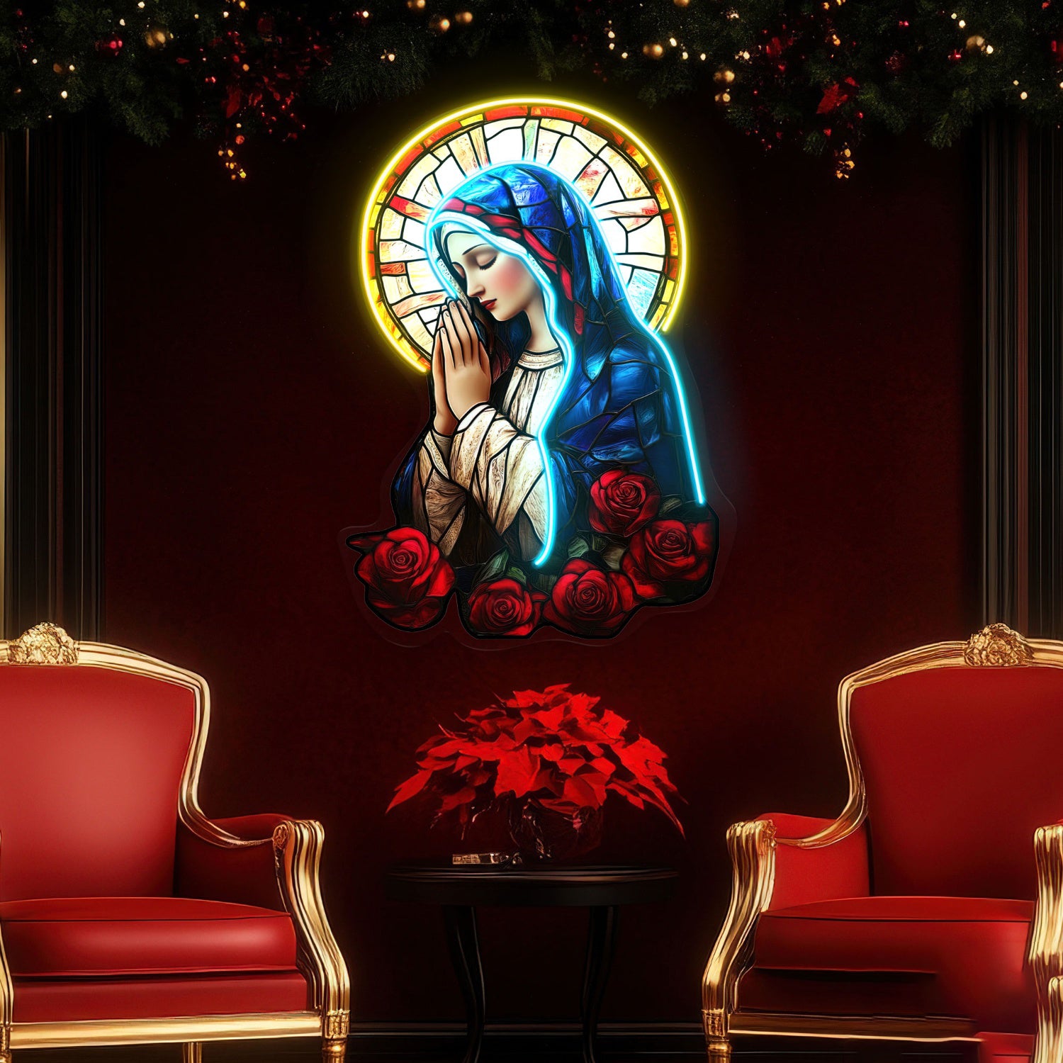 Customize Virgin Mary in prayer Acrylic Led Neon Sign | Shineneon
