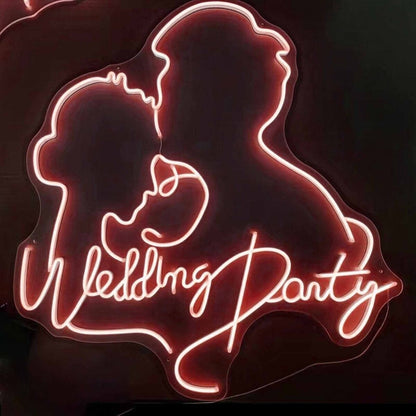 Customize Wedding Party Romantic Kissing Couple Portrait Neon Sign | Shineneon