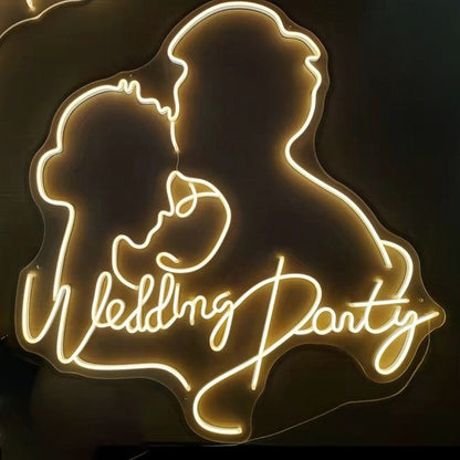 Customize Wedding Party Romantic Kissing Couple Portrait Neon Sign | Shineneon