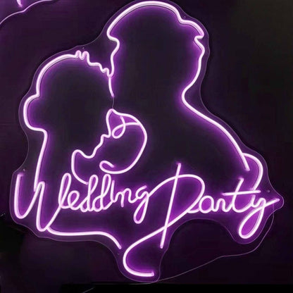 Customize Wedding Party Romantic Kissing Couple Portrait Neon Sign | Shineneon