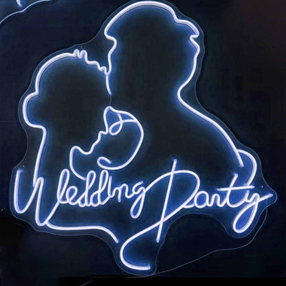 Customize Wedding Party Romantic Kissing Couple Portrait Neon Sign | Shineneon