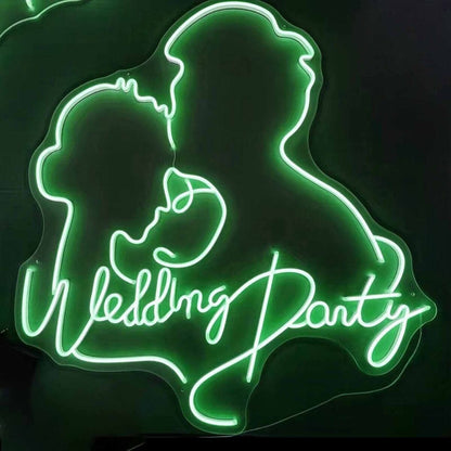 Customize Wedding Party Romantic Kissing Couple Portrait Neon Sign | Shineneon