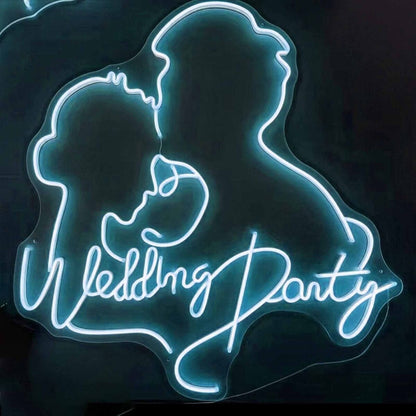 Customize Wedding Party Romantic Kissing Couple Portrait Neon Sign | Shineneon