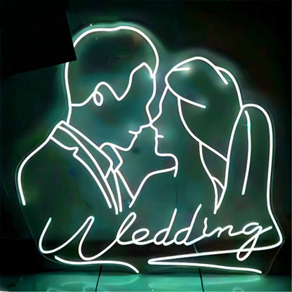 Customize Wedding Romantic Kissing Couple Portrait Neon Sign | Shineneon