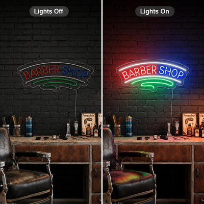 Cut And Shave Wall Neon Sign LED Neon Sign day and night comparison
