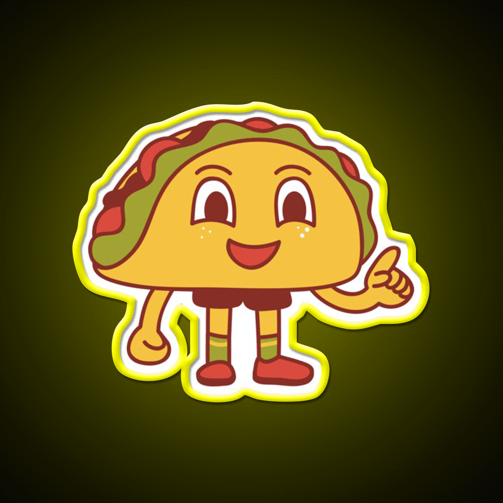 Cut Burger Sandwich Taco Led Neon Sign Mexican Food Sign Rgb Color - Custom LED neon sign front view