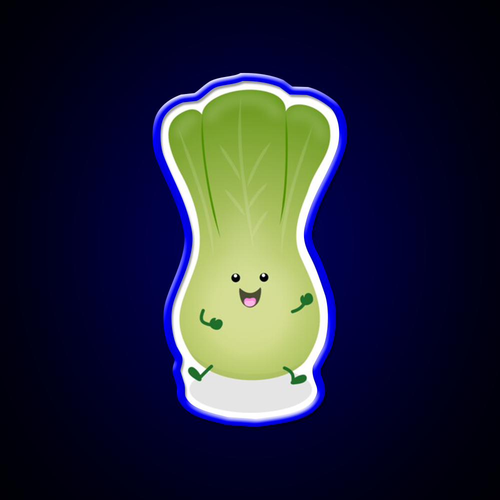 Cute Baby Bok Choy Cartoon Illustration Led Neon Sign Chinese Food Rgb Color