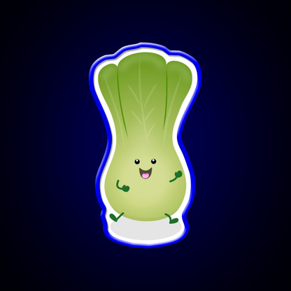 Cute Baby Bok Choy Cartoon Illustration Led Neon Sign Chinese Food Rgb Color