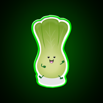 Cute Baby Bok Choy Cartoon Illustration Led Neon Sign Chinese Food Rgb Color