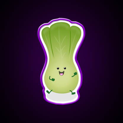 Cute Baby Bok Choy Cartoon Illustration Led Neon Sign Chinese Food Rgb Color