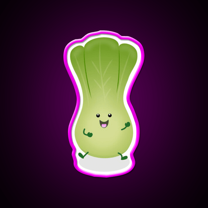 Cute Baby Bok Choy Cartoon Illustration Led Neon Sign Chinese Food Rgb Color - Shineneon