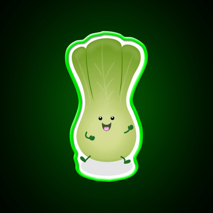 Cute Baby Bok Choy Cartoon Illustration Led Neon Sign Chinese Food Rgb Color - Shineneon