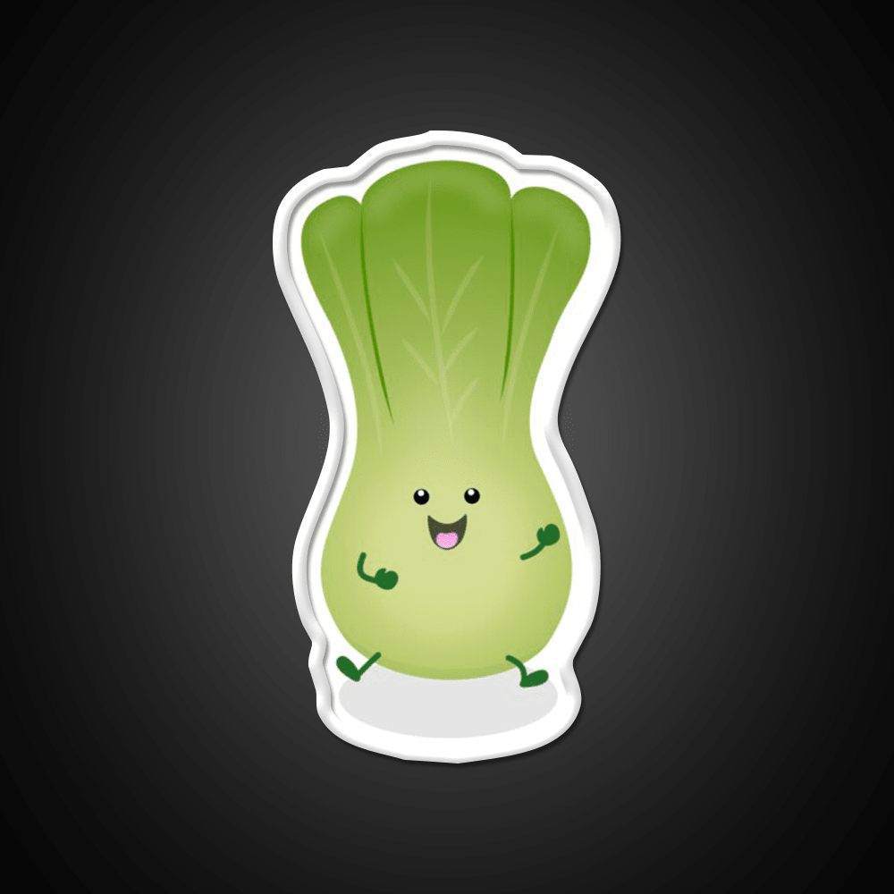 Cute Baby Bok Choy Cartoon Illustration Led Neon Sign Chinese Food Rgb Color - Shineneon