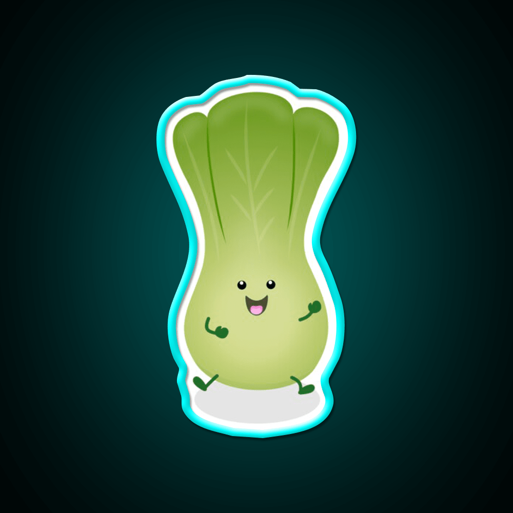 Cute Baby Bok Choy Cartoon Illustration Led Neon Sign Chinese Food Rgb Color - Shineneon