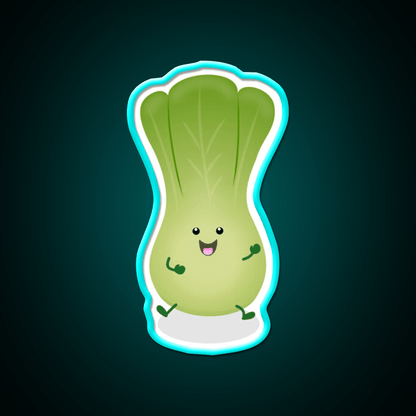 Cute Baby Bok Choy Cartoon Illustration Led Neon Sign Chinese Food Rgb Color - Shineneon