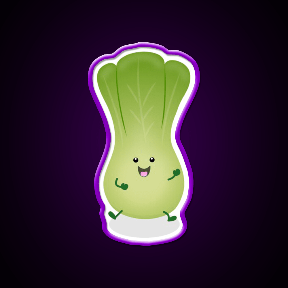 Cute Baby Bok Choy Cartoon Illustration Led Neon Sign Chinese Food Rgb Color - Shineneon