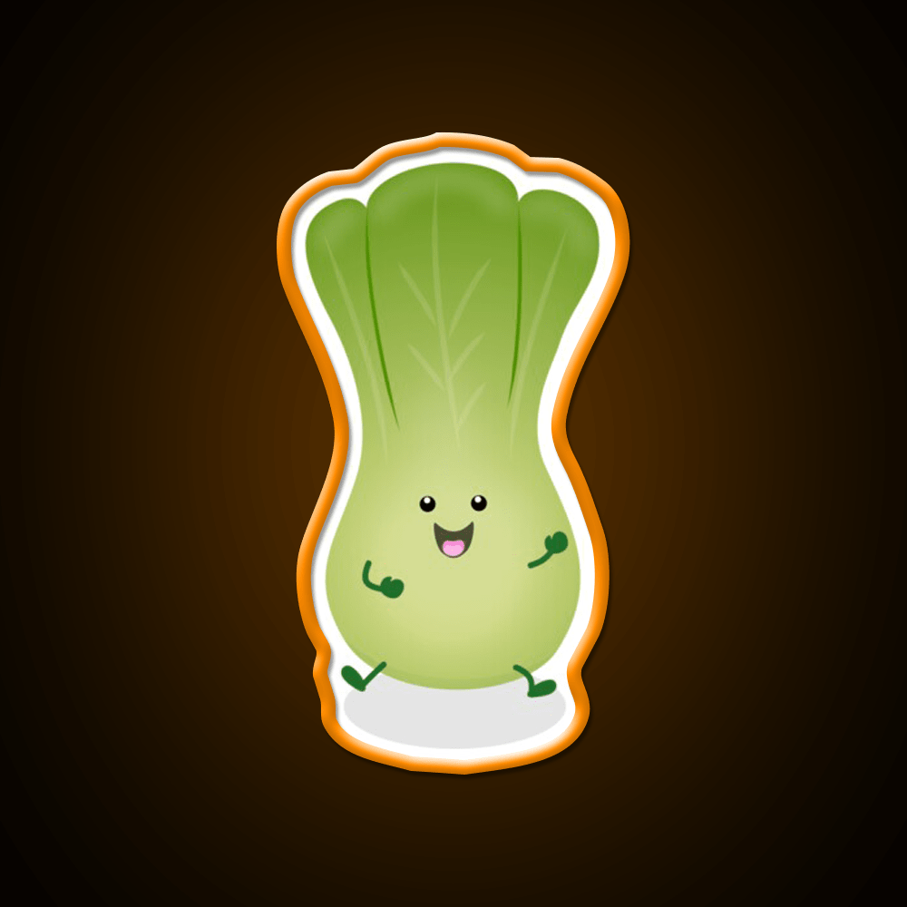 Cute Baby Bok Choy Cartoon Illustration Led Neon Sign Chinese Food Rgb Color - Shineneon