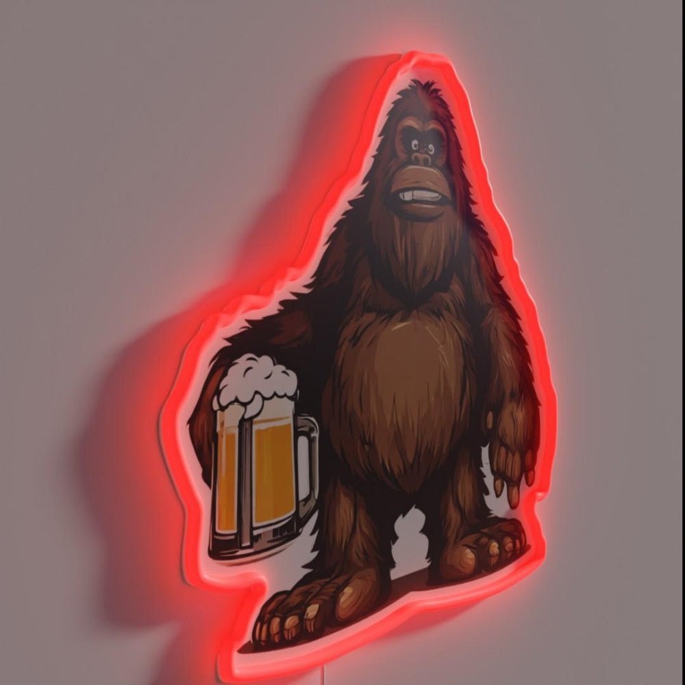 Cute Bigfoot With Draught Beer Rgb Led Neon Sign - Shineneon