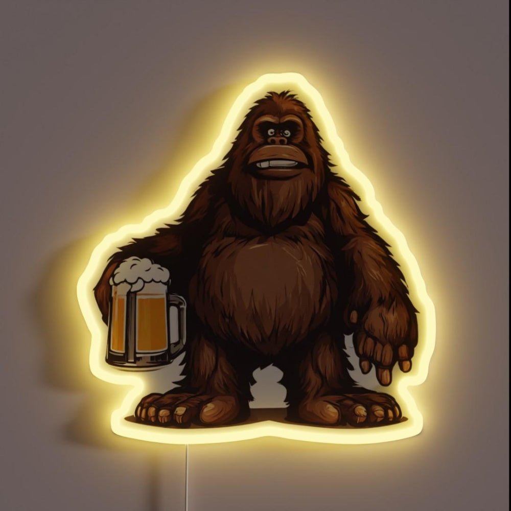 Cute Bigfoot With Draught Beer Rgb Led Neon Sign - Shineneon