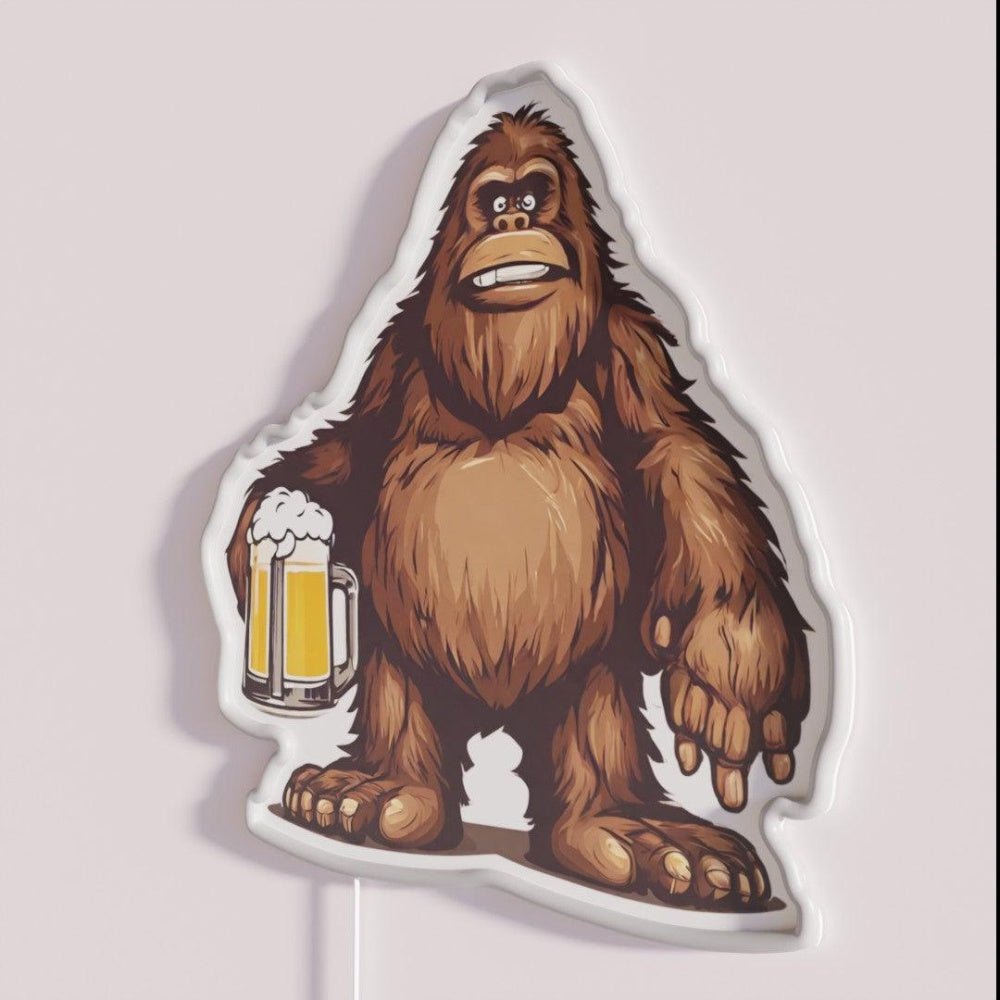 Cute Bigfoot With Draught Beer Rgb Led Neon Sign - Shineneon